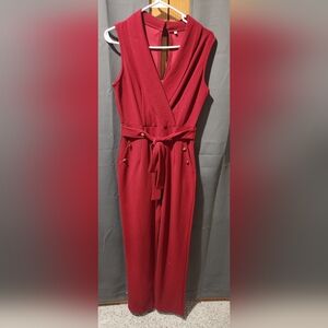 Elegant Burgundy Business Jumpsuit